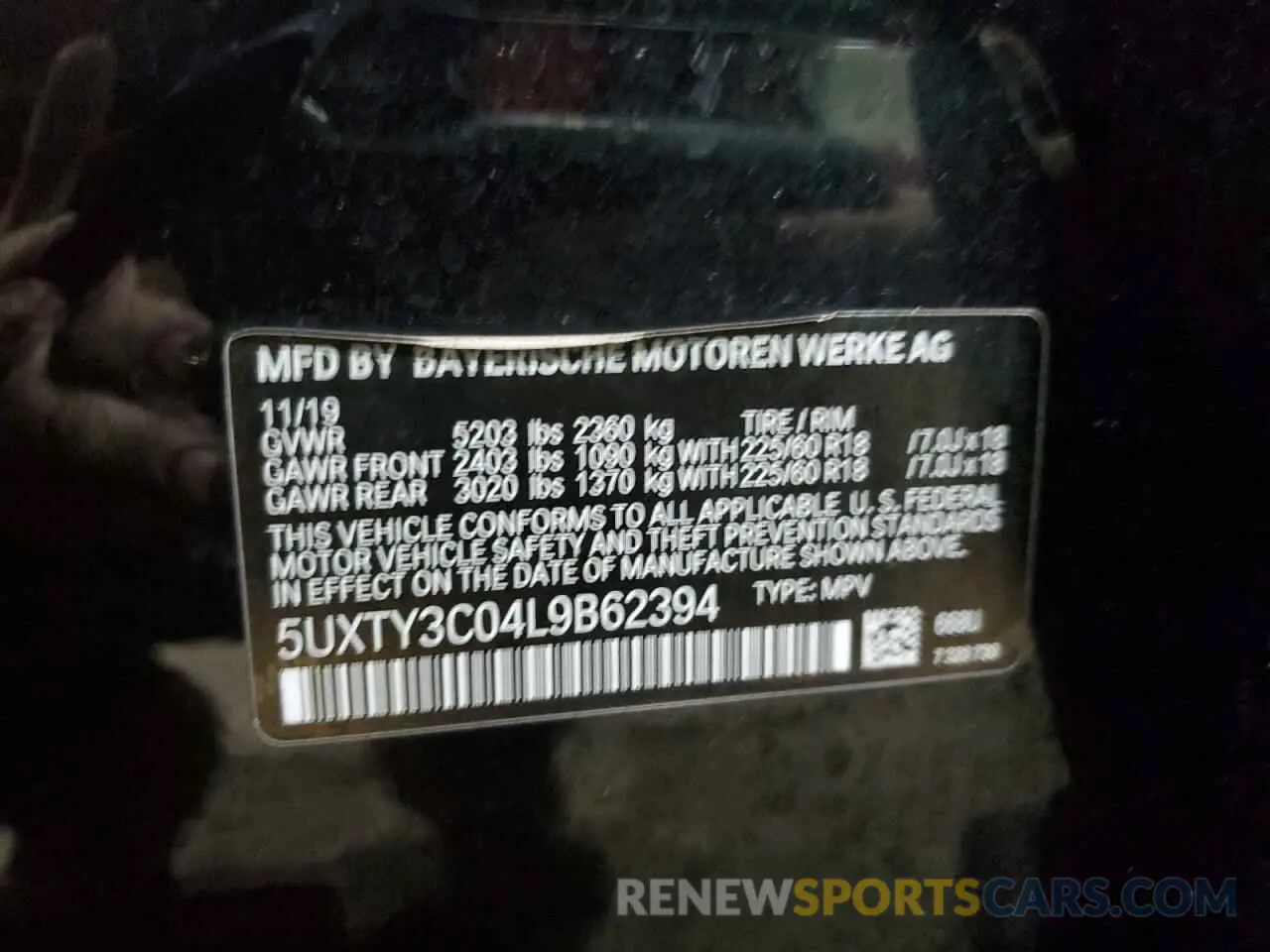 13 Photograph of a damaged car 5UXTY3C04L9B62394 BMW X3 2020