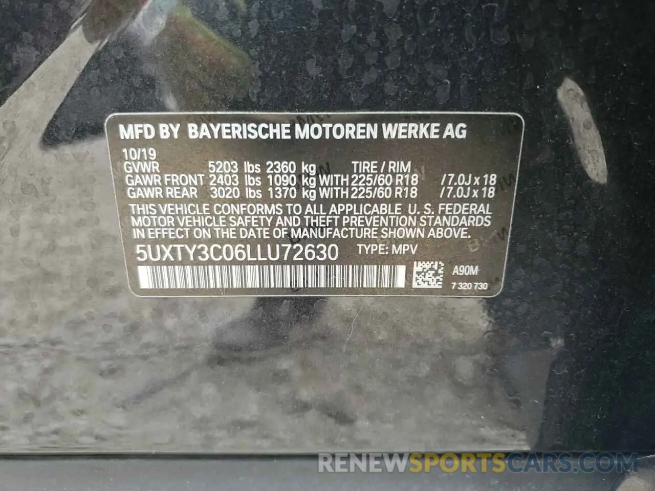 13 Photograph of a damaged car 5UXTY3C06LLU72630 BMW X3 2020