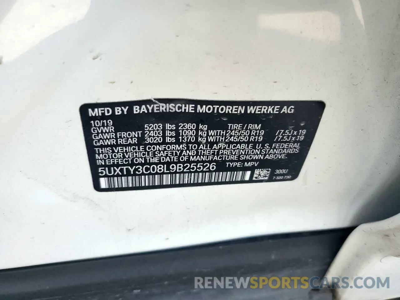 15 Photograph of a damaged car 5UXTY3C08L9B25526 BMW X3 2020