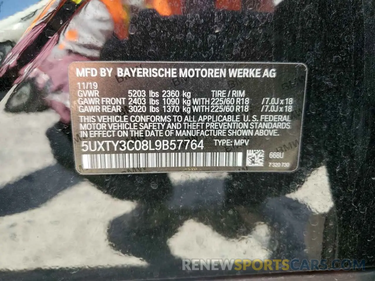 13 Photograph of a damaged car 5UXTY3C08L9B57764 BMW X3 2020