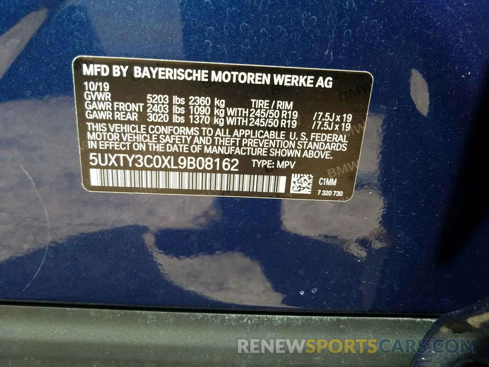 10 Photograph of a damaged car 5UXTY3C0XL9B08162 BMW X3 2020