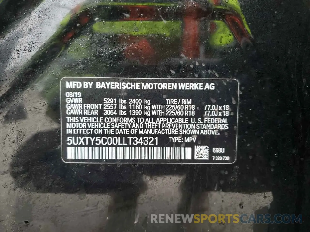 13 Photograph of a damaged car 5UXTY5C00LLT34321 BMW X3 2020