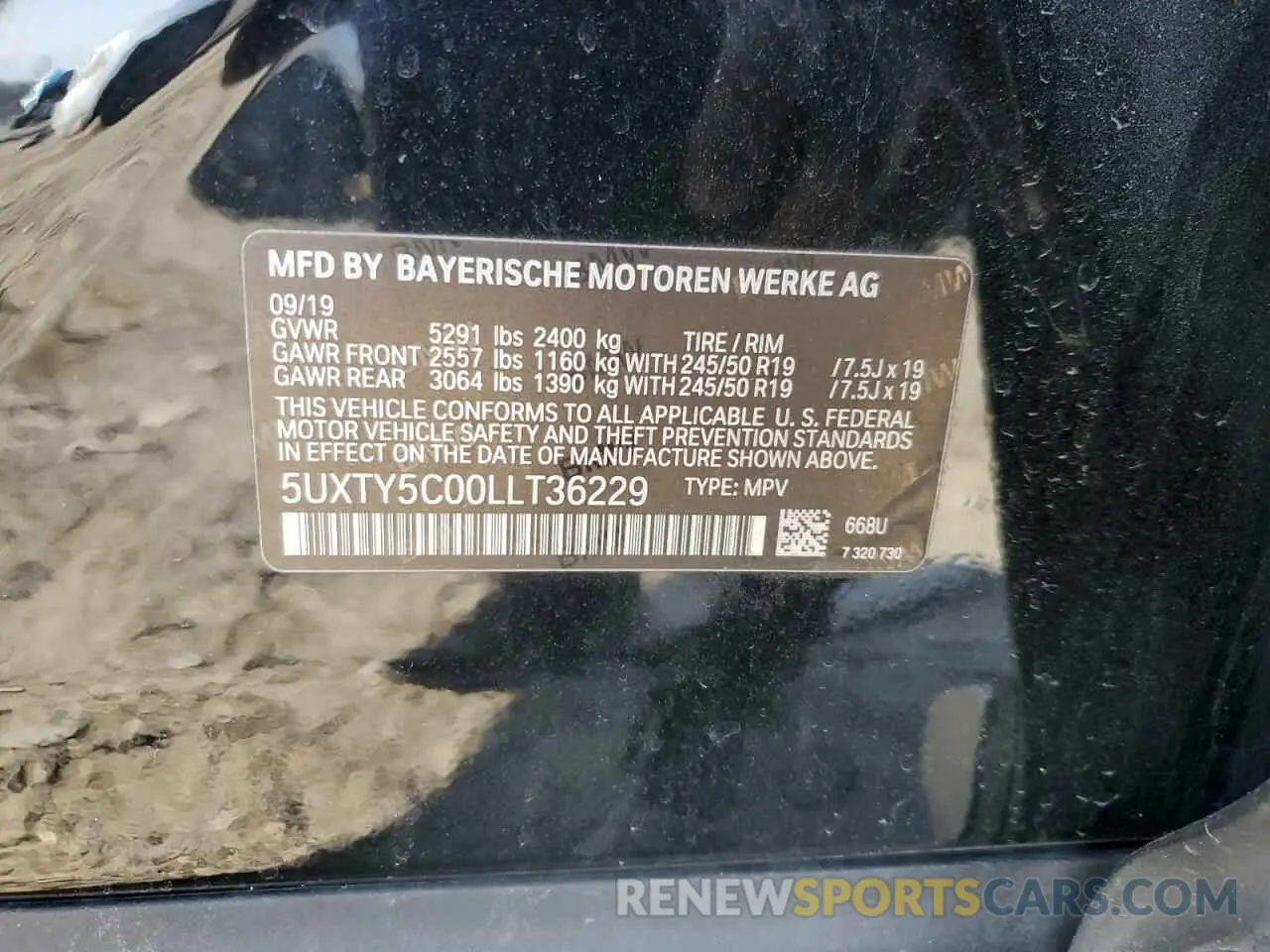 13 Photograph of a damaged car 5UXTY5C00LLT36229 BMW X3 2020