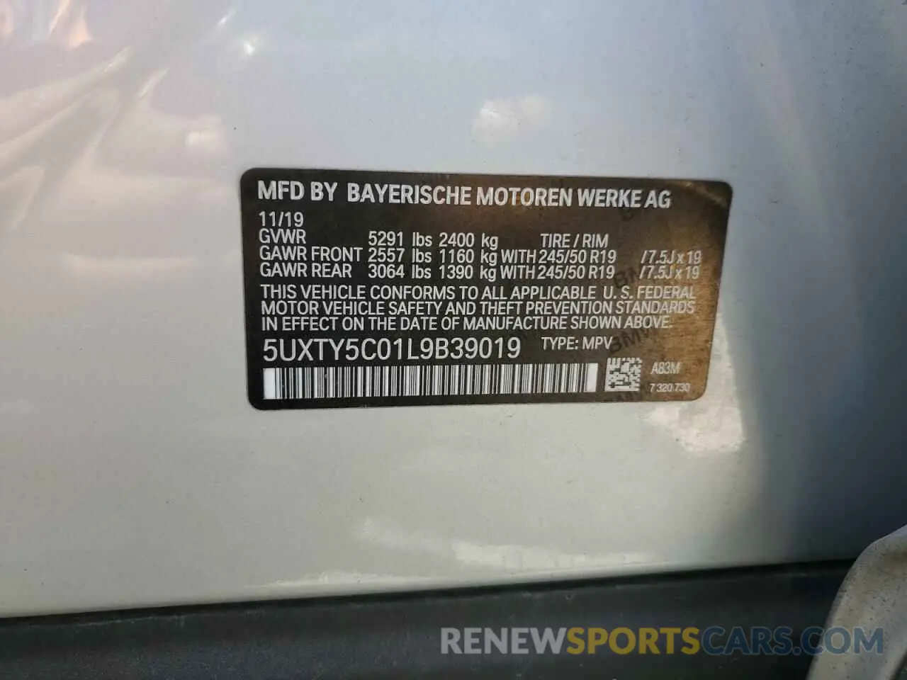 12 Photograph of a damaged car 5UXTY5C01L9B39019 BMW X3 2020