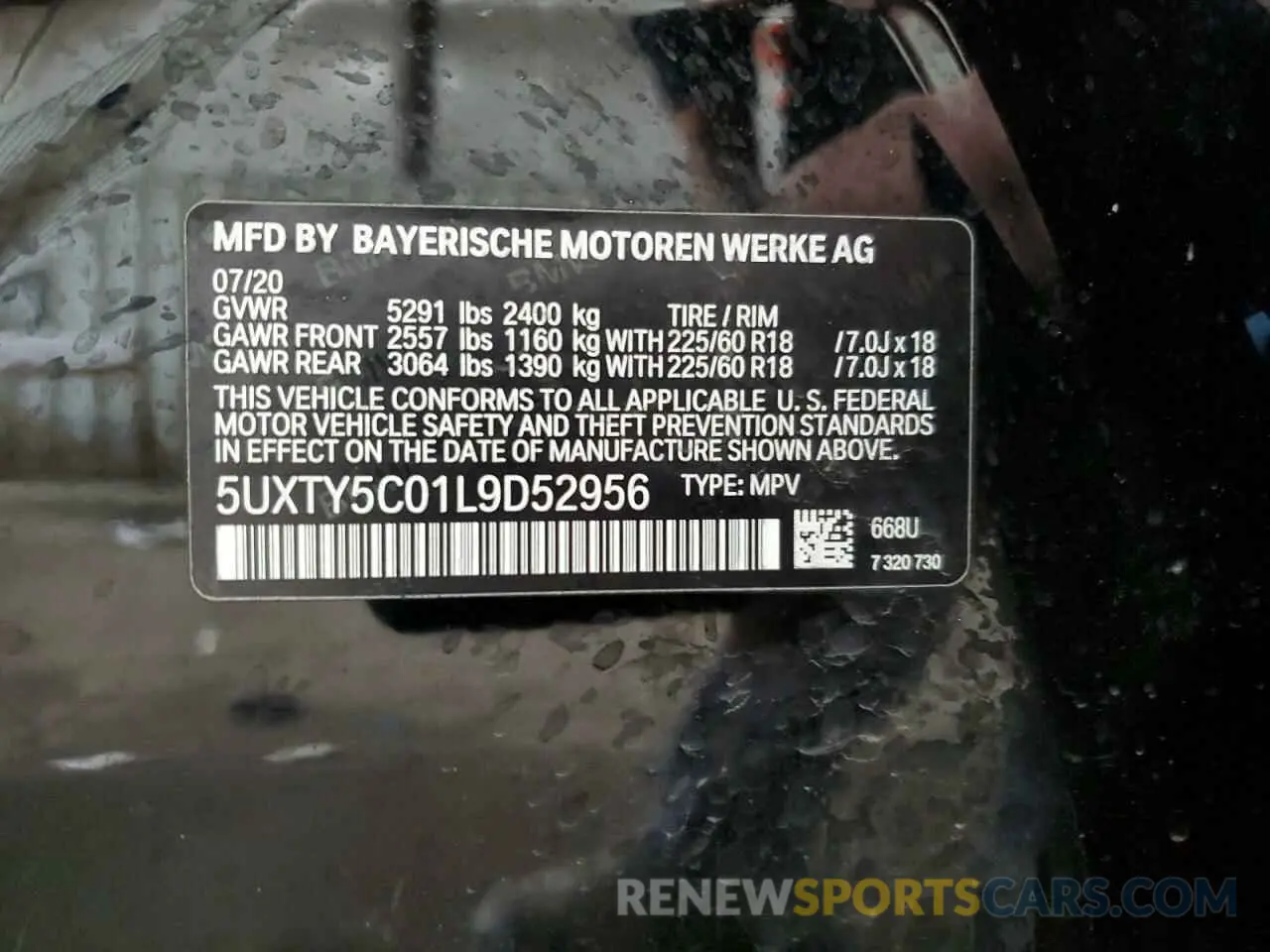 13 Photograph of a damaged car 5UXTY5C01L9D52956 BMW X3 2020