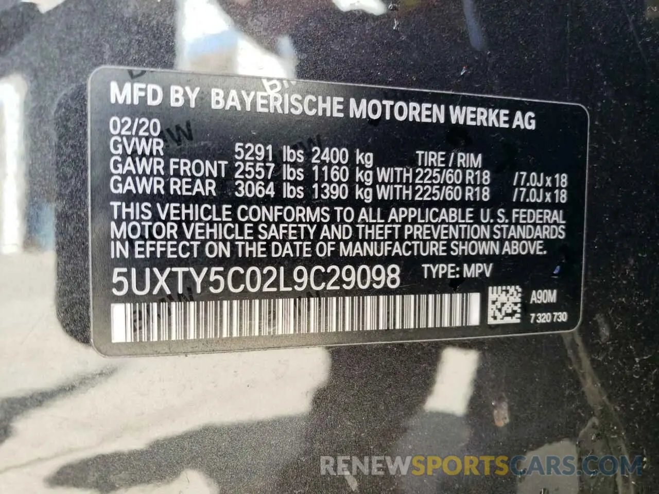13 Photograph of a damaged car 5UXTY5C02L9C29098 BMW X3 2020