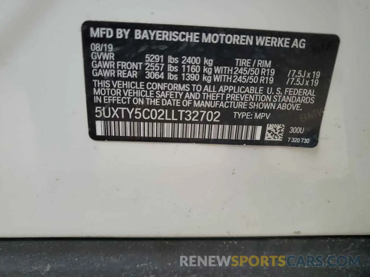 14 Photograph of a damaged car 5UXTY5C02LLT32702 BMW X3 2020