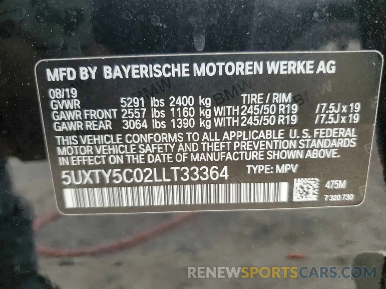 13 Photograph of a damaged car 5UXTY5C02LLT33364 BMW X3 2020