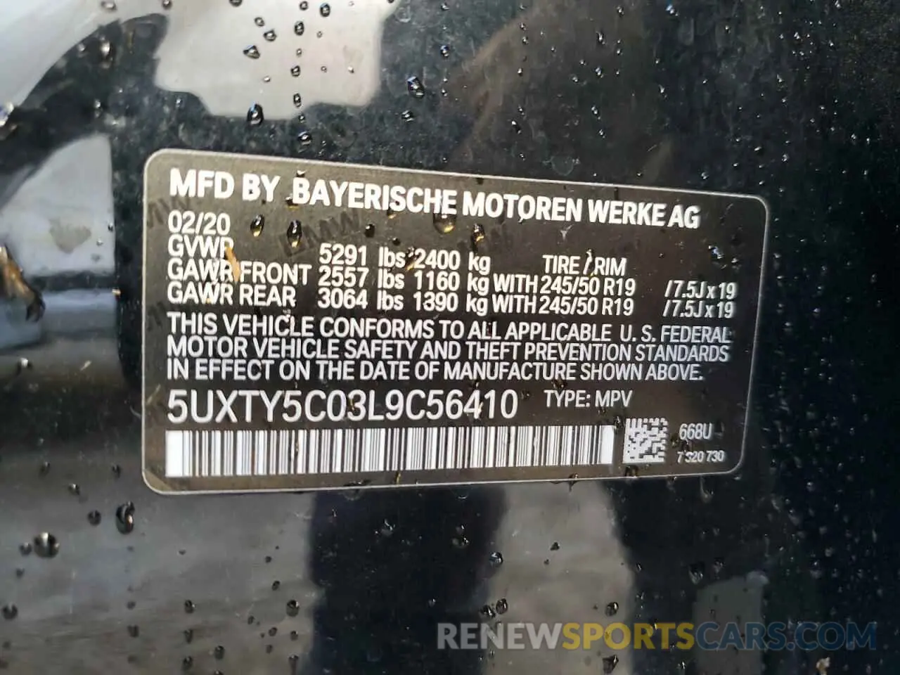 14 Photograph of a damaged car 5UXTY5C03L9C56410 BMW X3 2020