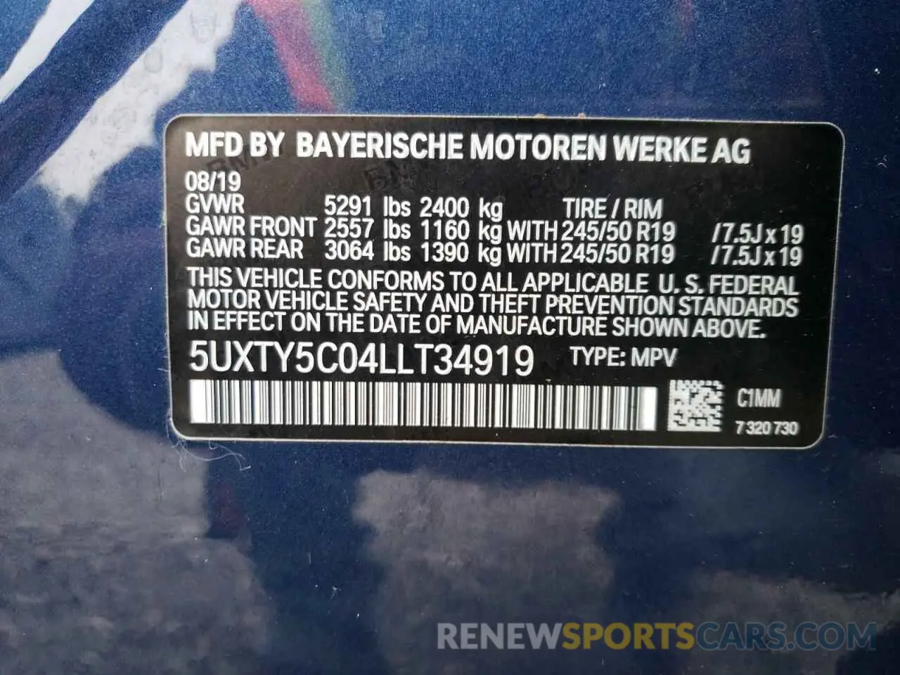 13 Photograph of a damaged car 5UXTY5C04LLT34919 BMW X3 2020