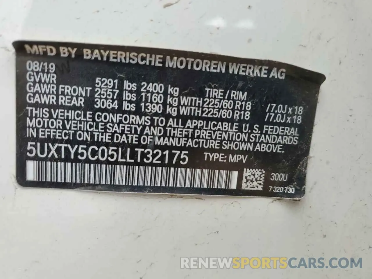 14 Photograph of a damaged car 5UXTY5C05LLT32175 BMW X3 2020