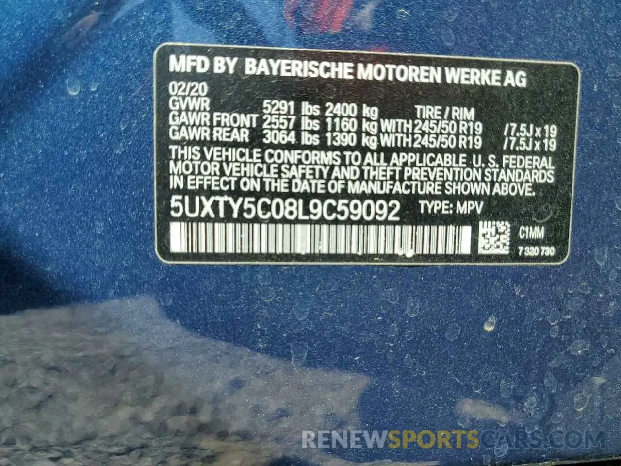 13 Photograph of a damaged car 5UXTY5C08L9C59092 BMW X3 2020