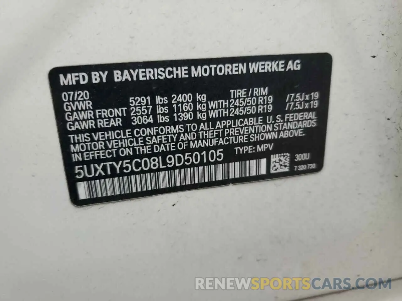 12 Photograph of a damaged car 5UXTY5C08L9D50105 BMW X3 2020
