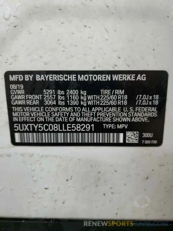 13 Photograph of a damaged car 5UXTY5C08LLE58291 BMW X3 2020
