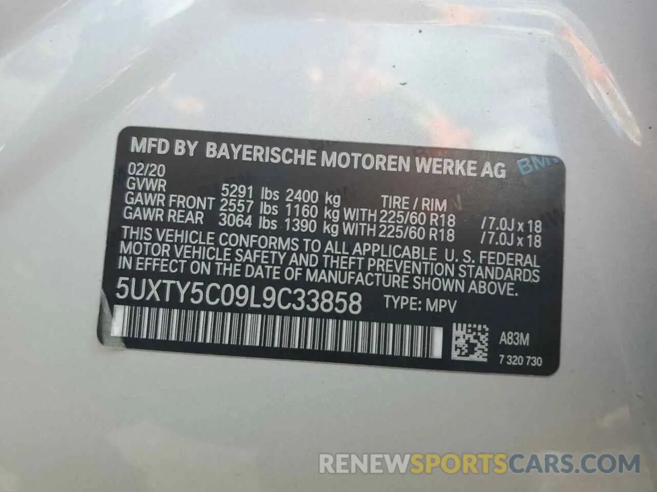 13 Photograph of a damaged car 5UXTY5C09L9C33858 BMW X3 2020