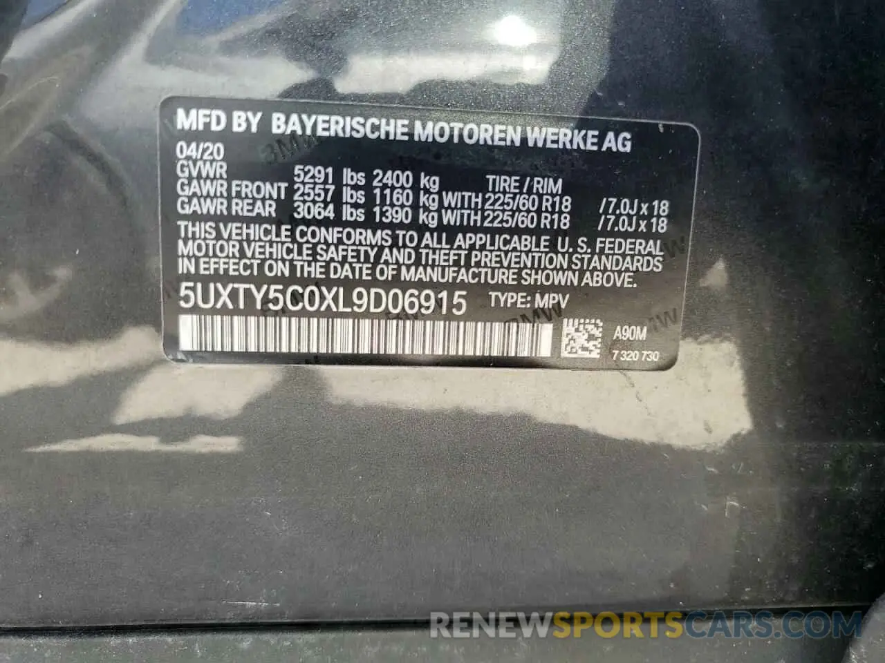 13 Photograph of a damaged car 5UXTY5C0XL9D06915 BMW X3 2020