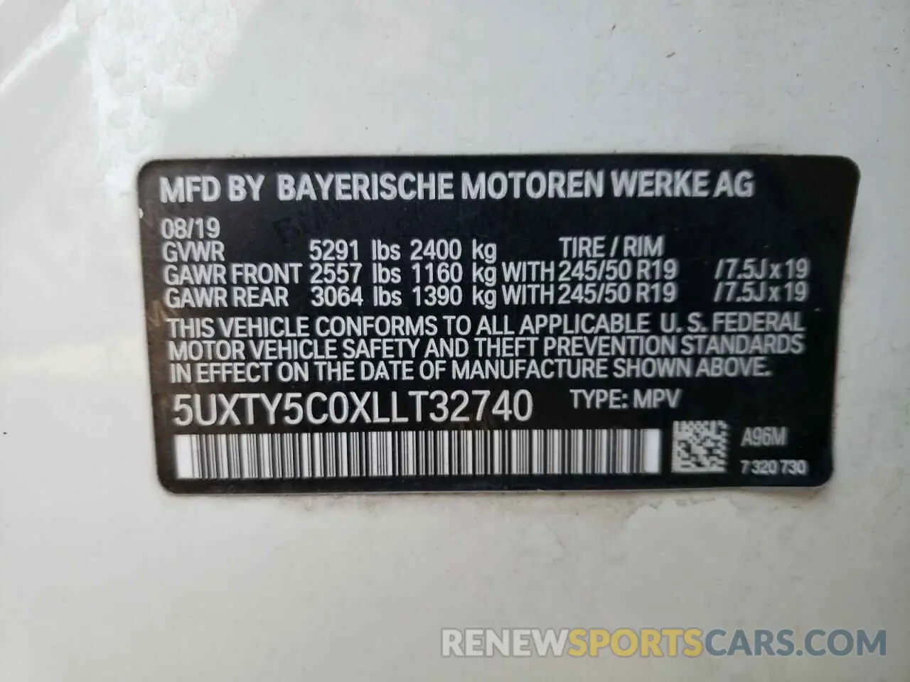 15 Photograph of a damaged car 5UXTY5C0XLLT32740 BMW X3 2020