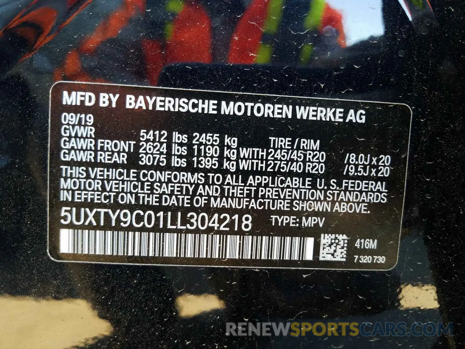 10 Photograph of a damaged car 5UXTY9C01LL304218 BMW X3 2020