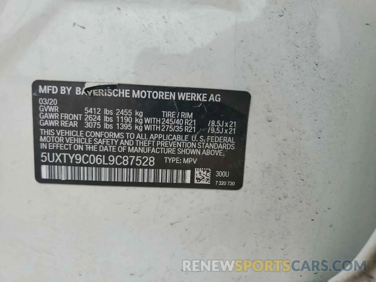 14 Photograph of a damaged car 5UXTY9C06L9C87528 BMW X3 2020
