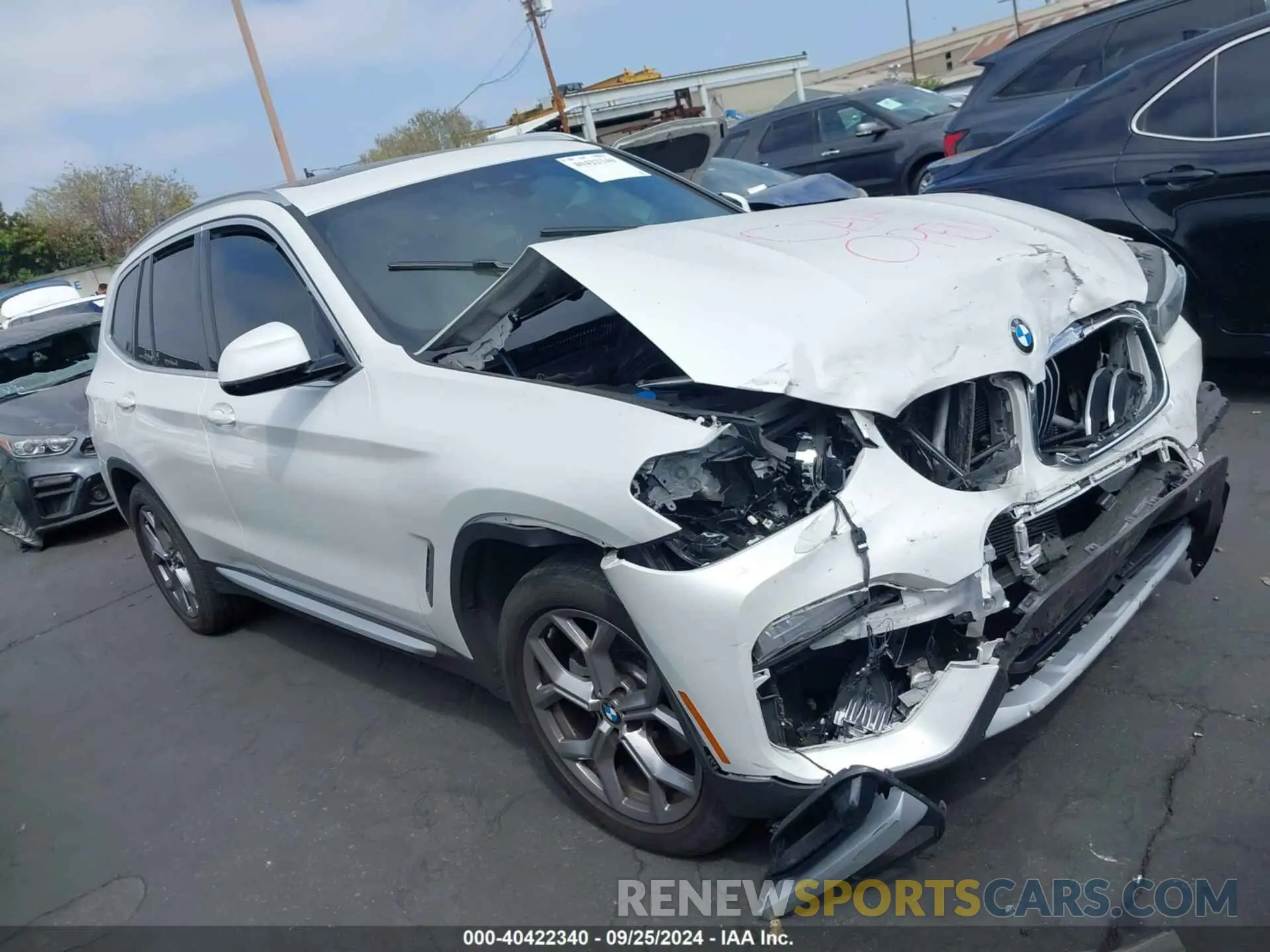 1 Photograph of a damaged car 5UXTY3C04M9E99729 BMW X3 2021