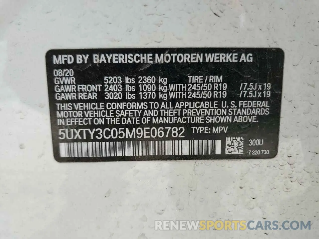14 Photograph of a damaged car 5UXTY3C05M9E06782 BMW X3 2021