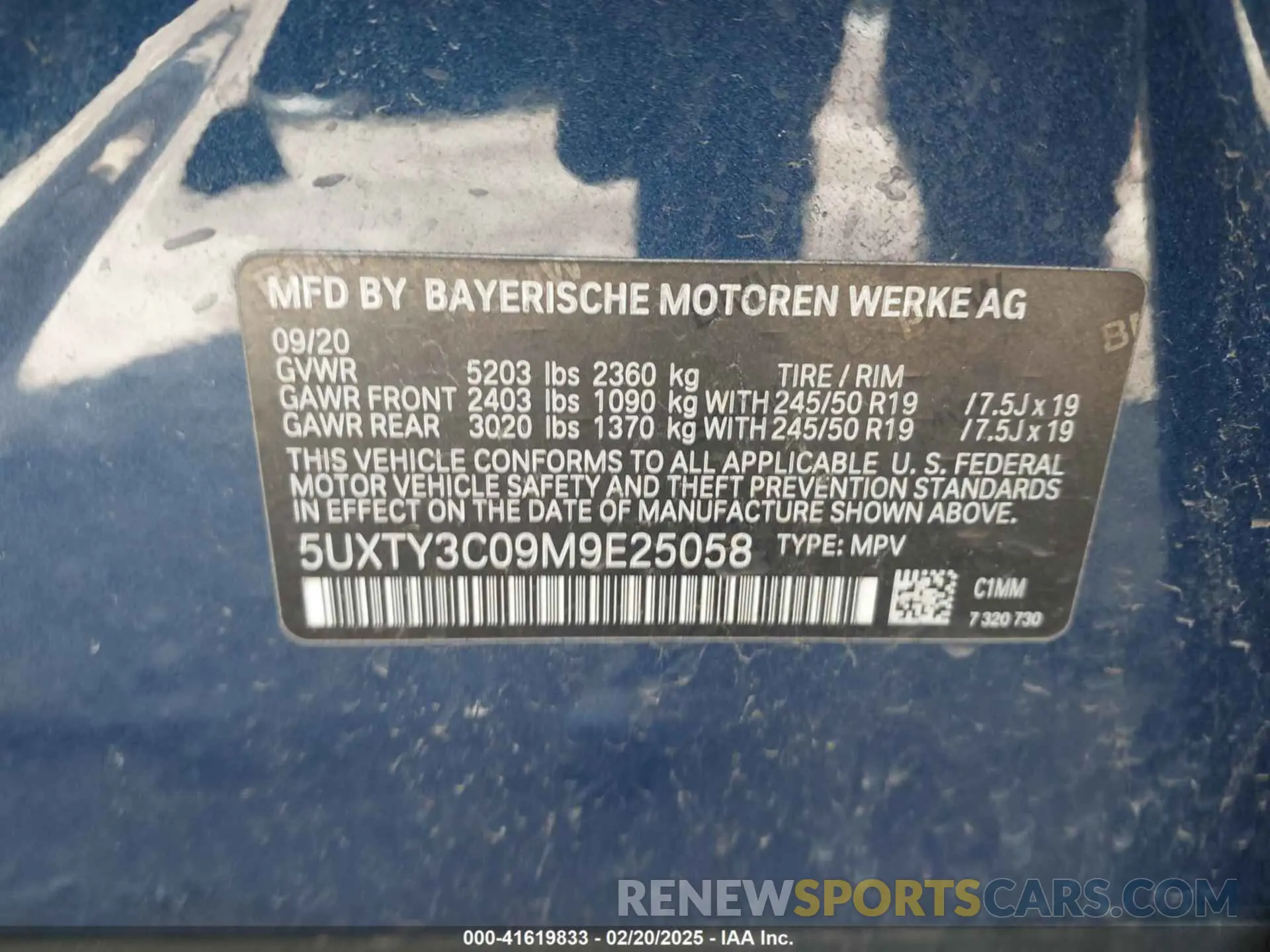 9 Photograph of a damaged car 5UXTY3C09M9E25058 BMW X3 2021