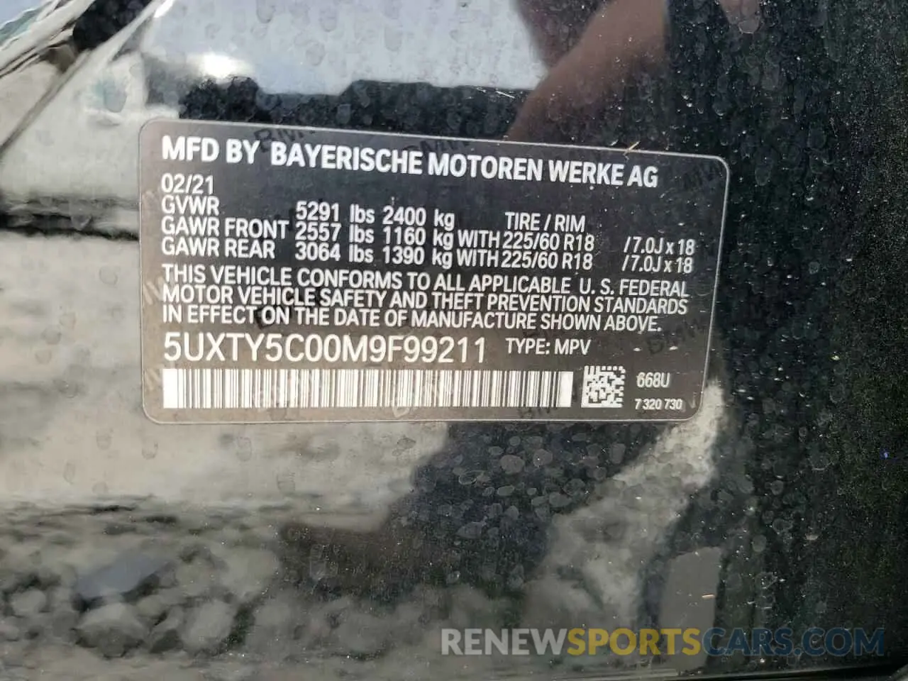 13 Photograph of a damaged car 5UXTY5C00M9F99211 BMW X3 2021