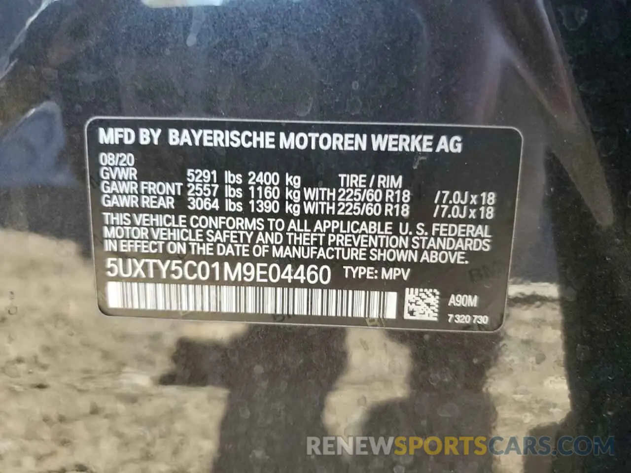 13 Photograph of a damaged car 5UXTY5C01M9E04460 BMW X3 2021