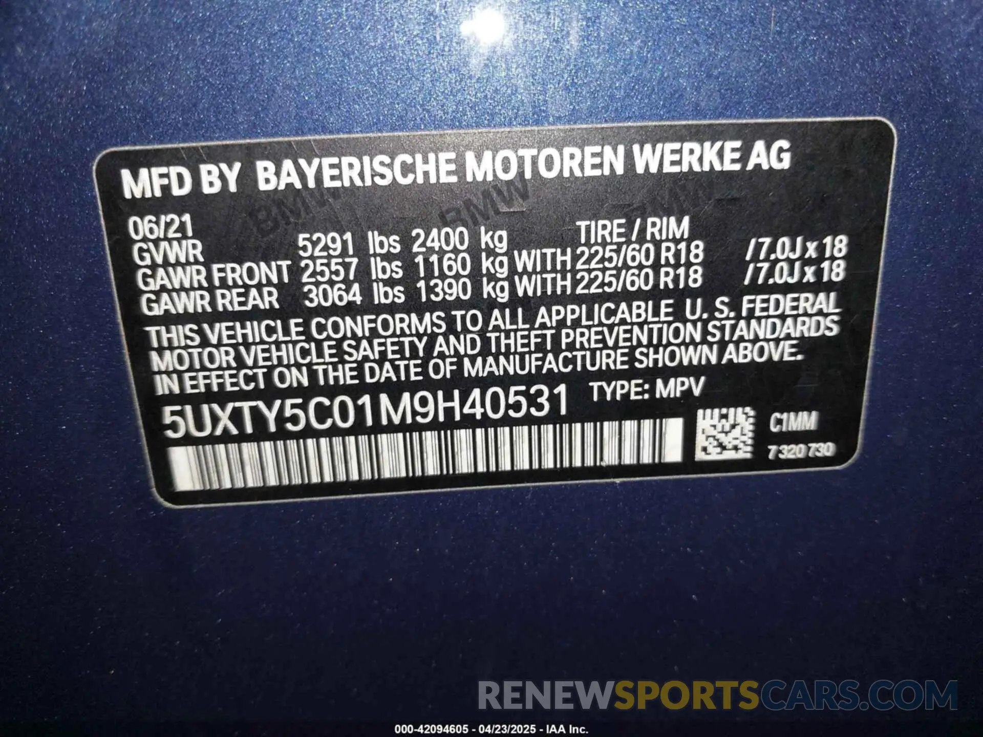 9 Photograph of a damaged car 5UXTY5C01M9H40531 BMW X3 2021