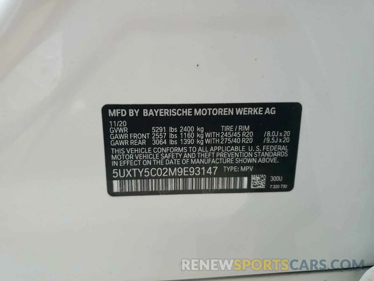 14 Photograph of a damaged car 5UXTY5C02M9E93147 BMW X3 2021