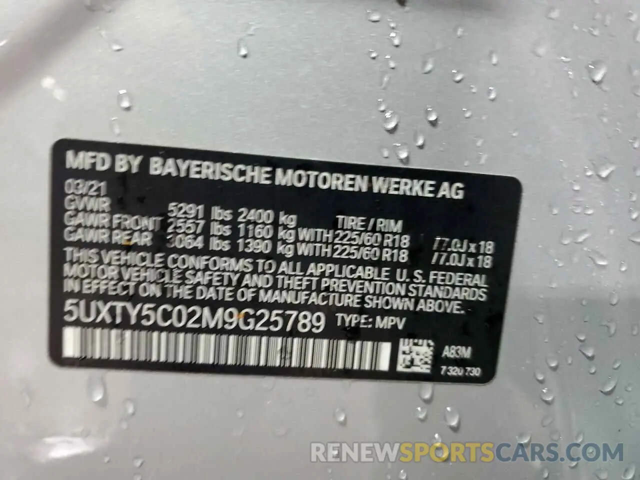 13 Photograph of a damaged car 5UXTY5C02M9G25789 BMW X3 2021