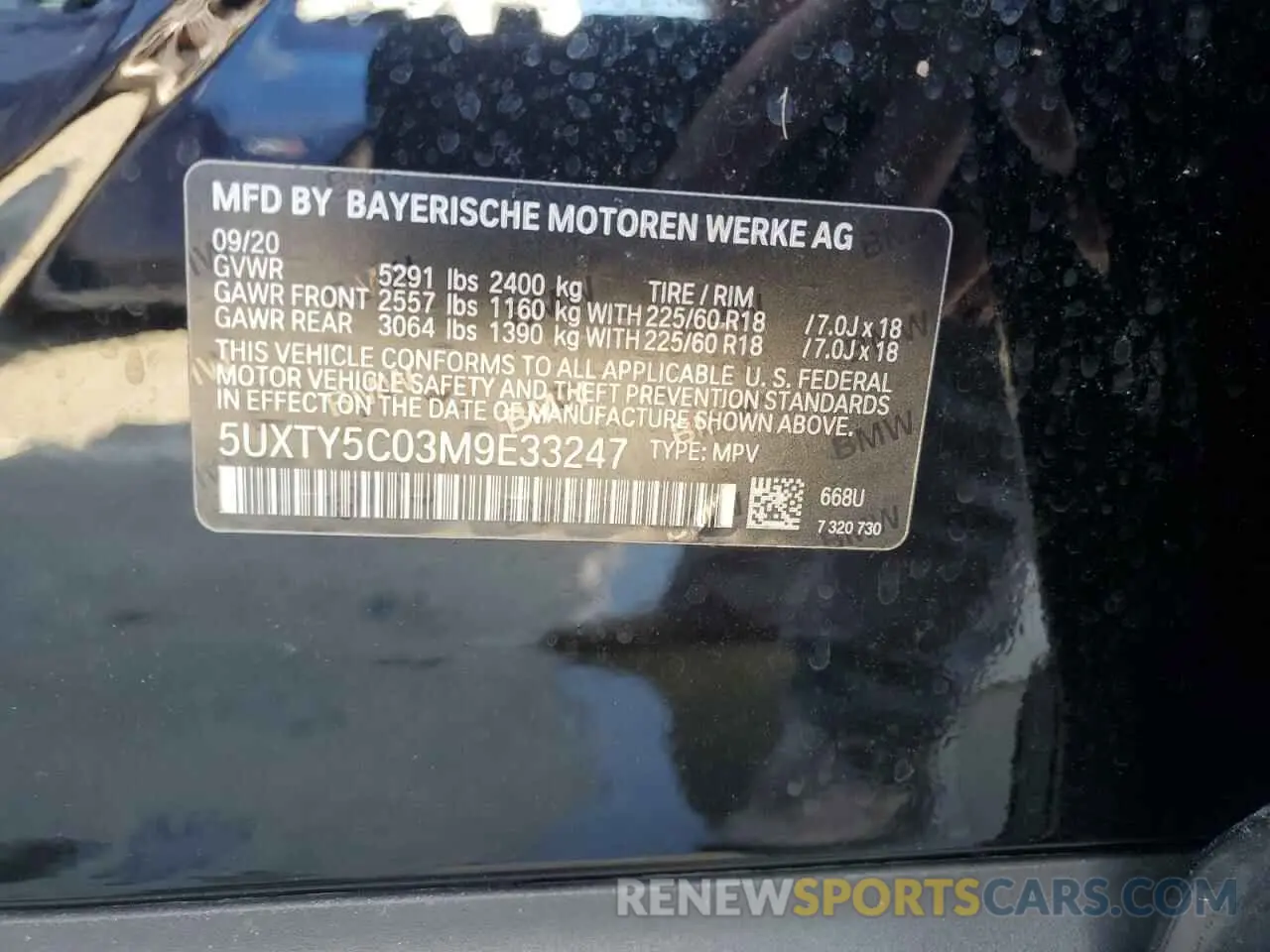 14 Photograph of a damaged car 5UXTY5C03M9E33247 BMW X3 2021