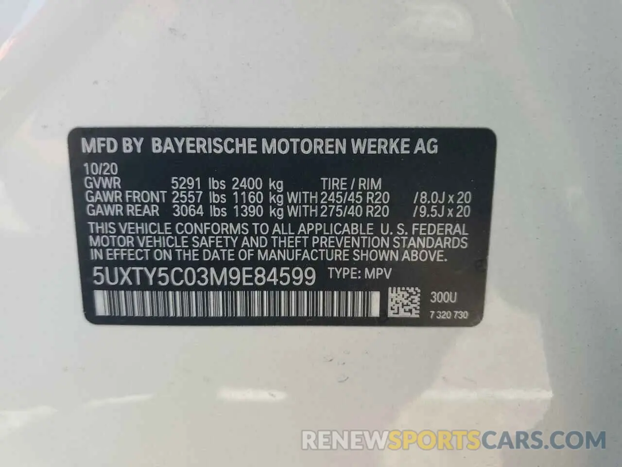 13 Photograph of a damaged car 5UXTY5C03M9E84599 BMW X3 2021