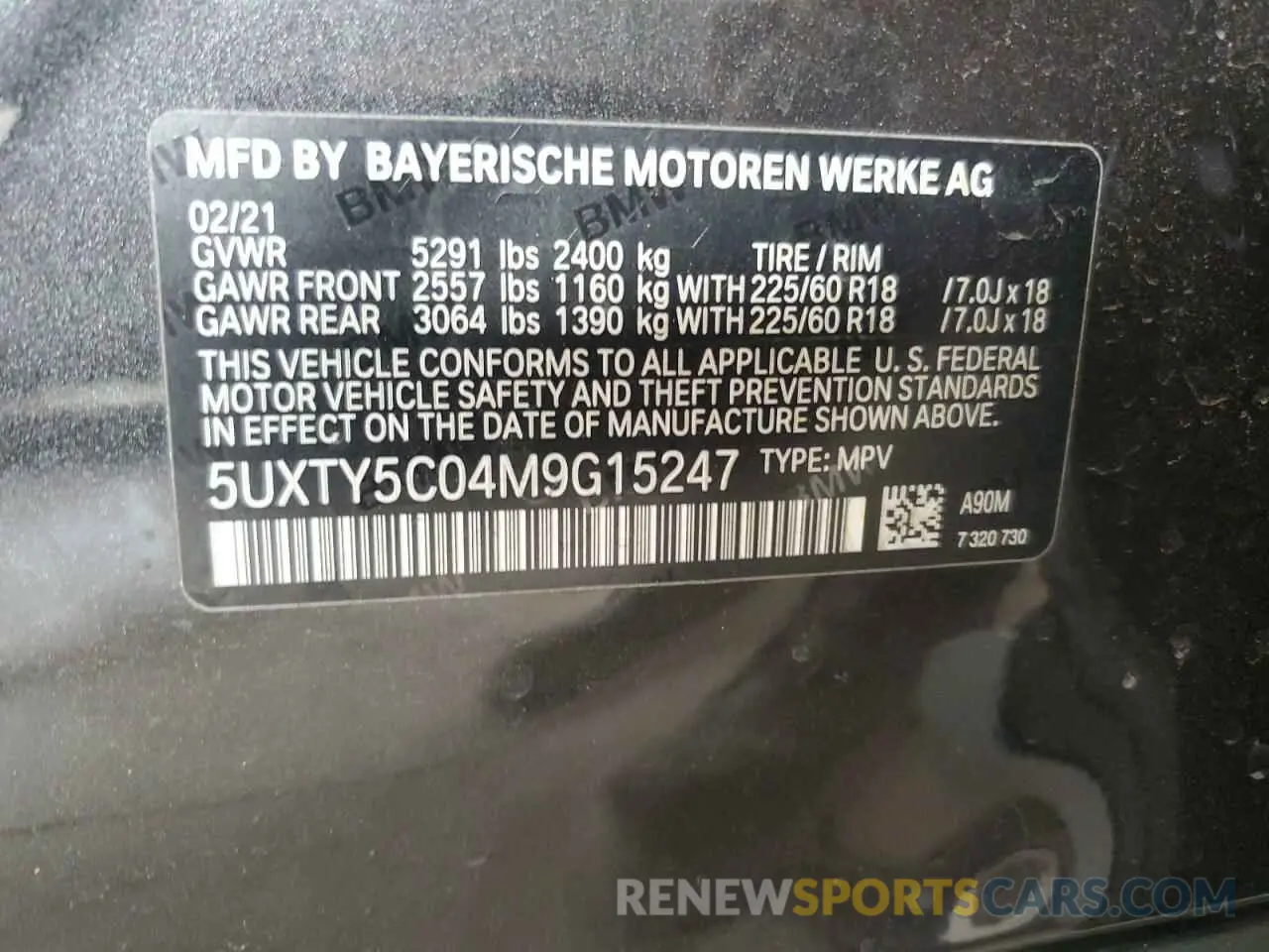 13 Photograph of a damaged car 5UXTY5C04M9G15247 BMW X3 2021