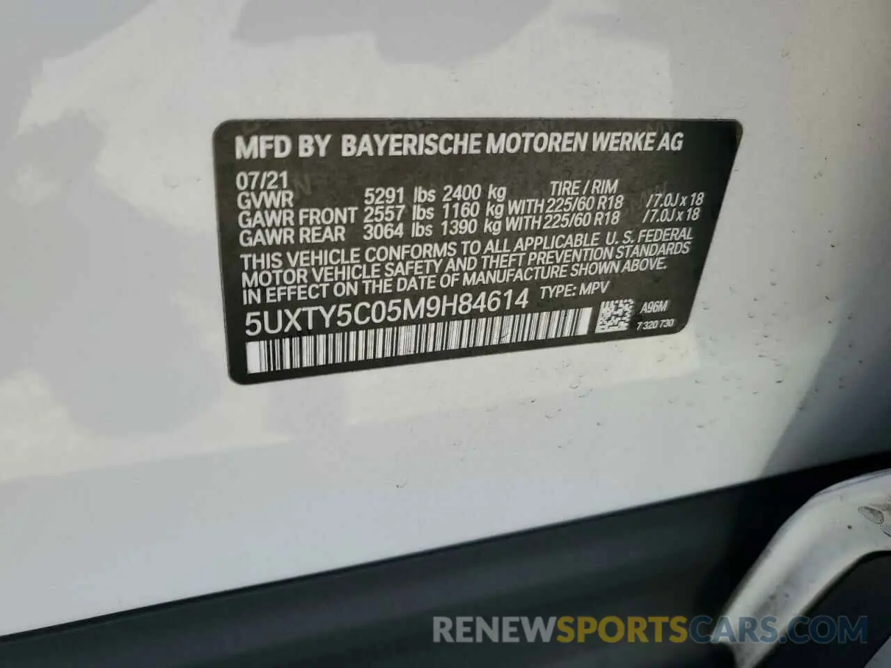13 Photograph of a damaged car 5UXTY5C05M9H84614 BMW X3 2021