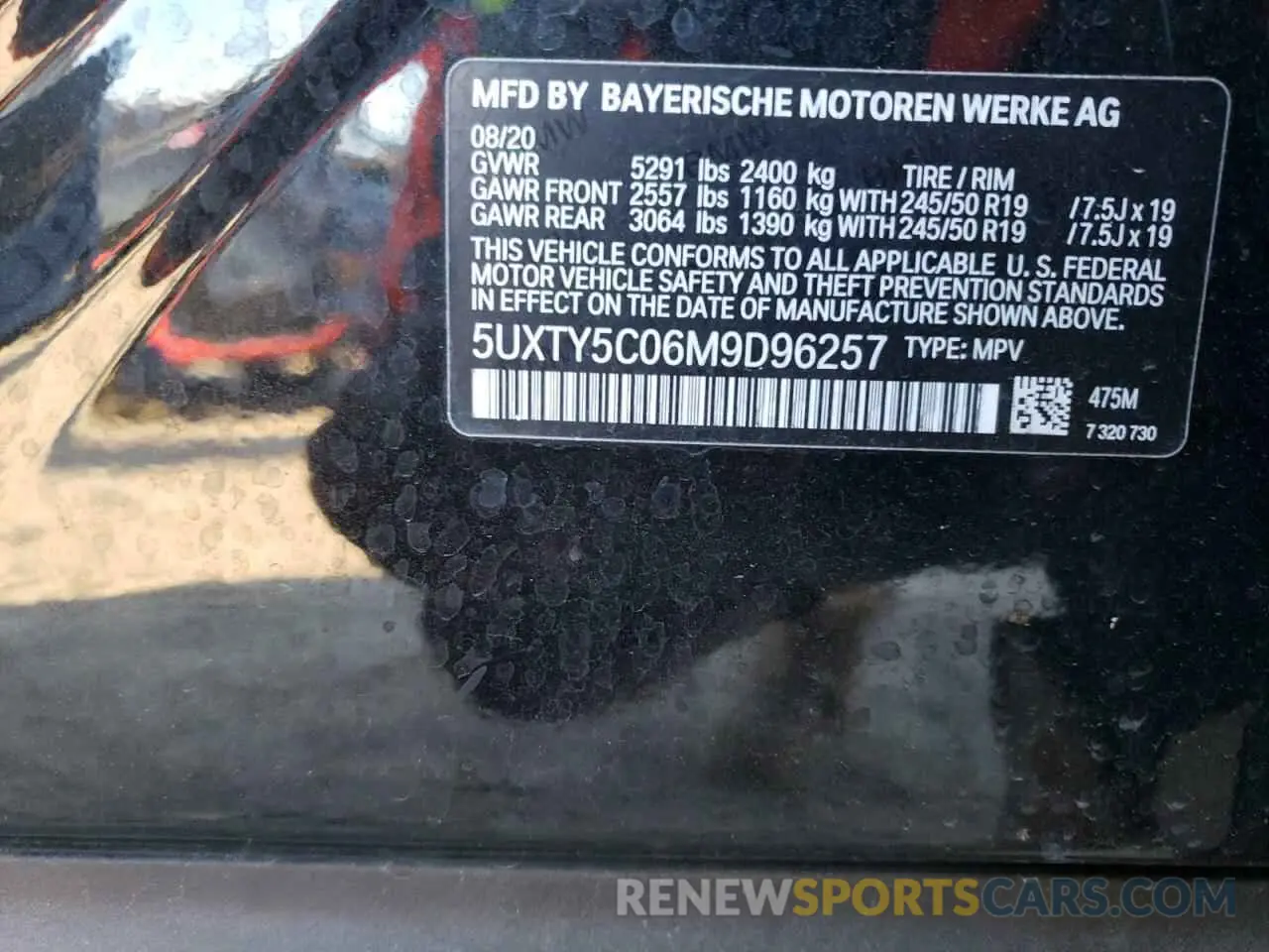 12 Photograph of a damaged car 5UXTY5C06M9D96257 BMW X3 2021