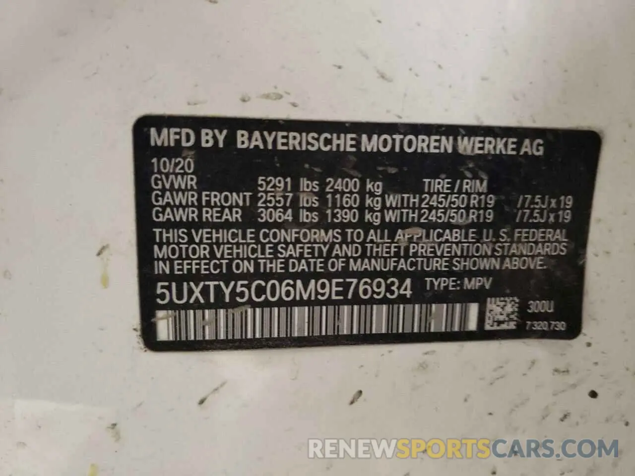 13 Photograph of a damaged car 5UXTY5C06M9E76934 BMW X3 2021