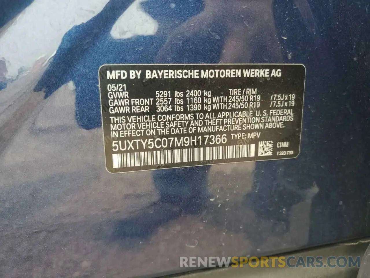12 Photograph of a damaged car 5UXTY5C07M9H17366 BMW X3 2021