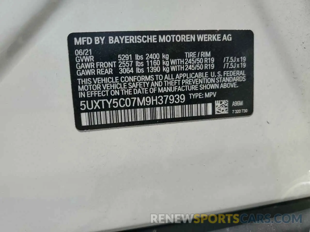 13 Photograph of a damaged car 5UXTY5C07M9H37939 BMW X3 2021