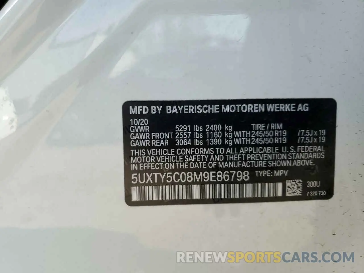 12 Photograph of a damaged car 5UXTY5C08M9E86798 BMW X3 2021