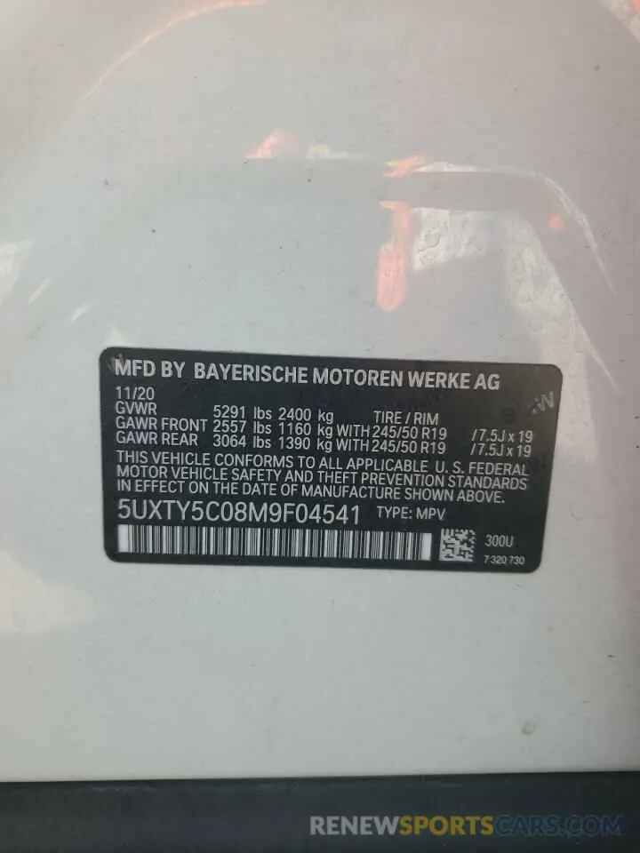 14 Photograph of a damaged car 5UXTY5C08M9F04541 BMW X3 2021