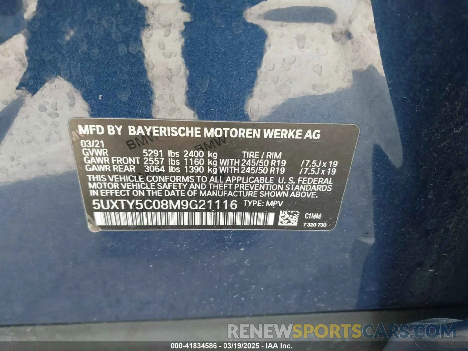 9 Photograph of a damaged car 5UXTY5C08M9G21116 BMW X3 2021