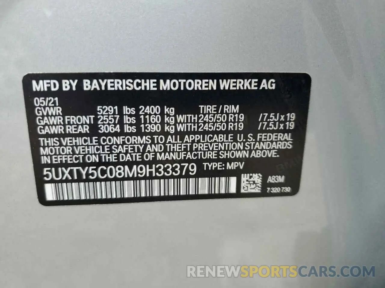 14 Photograph of a damaged car 5UXTY5C08M9H33379 BMW X3 2021