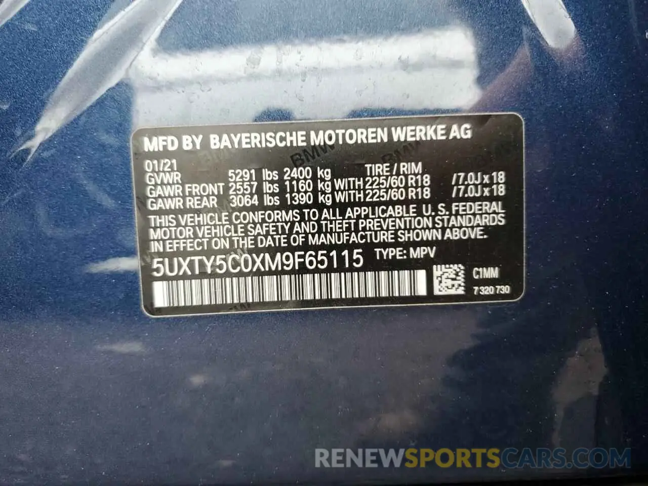 13 Photograph of a damaged car 5UXTY5C0XM9F65115 BMW X3 2021