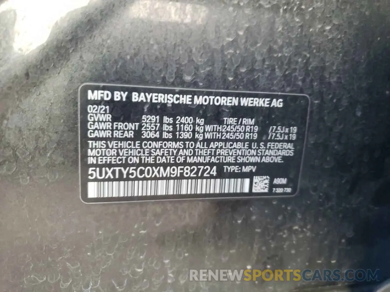 14 Photograph of a damaged car 5UXTY5C0XM9F82724 BMW X3 2021