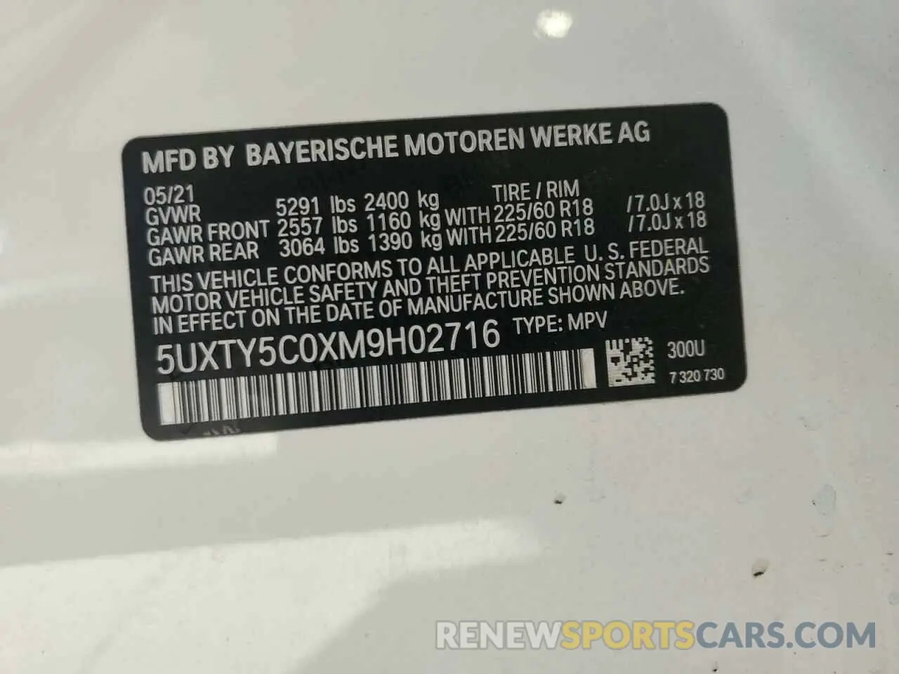 13 Photograph of a damaged car 5UXTY5C0XM9H02716 BMW X3 2021