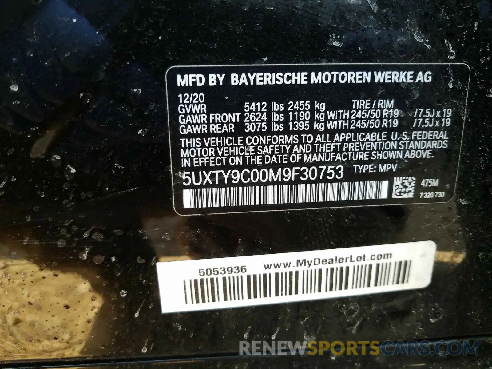 10 Photograph of a damaged car 5UXTY9C00M9F30753 BMW X3 2021