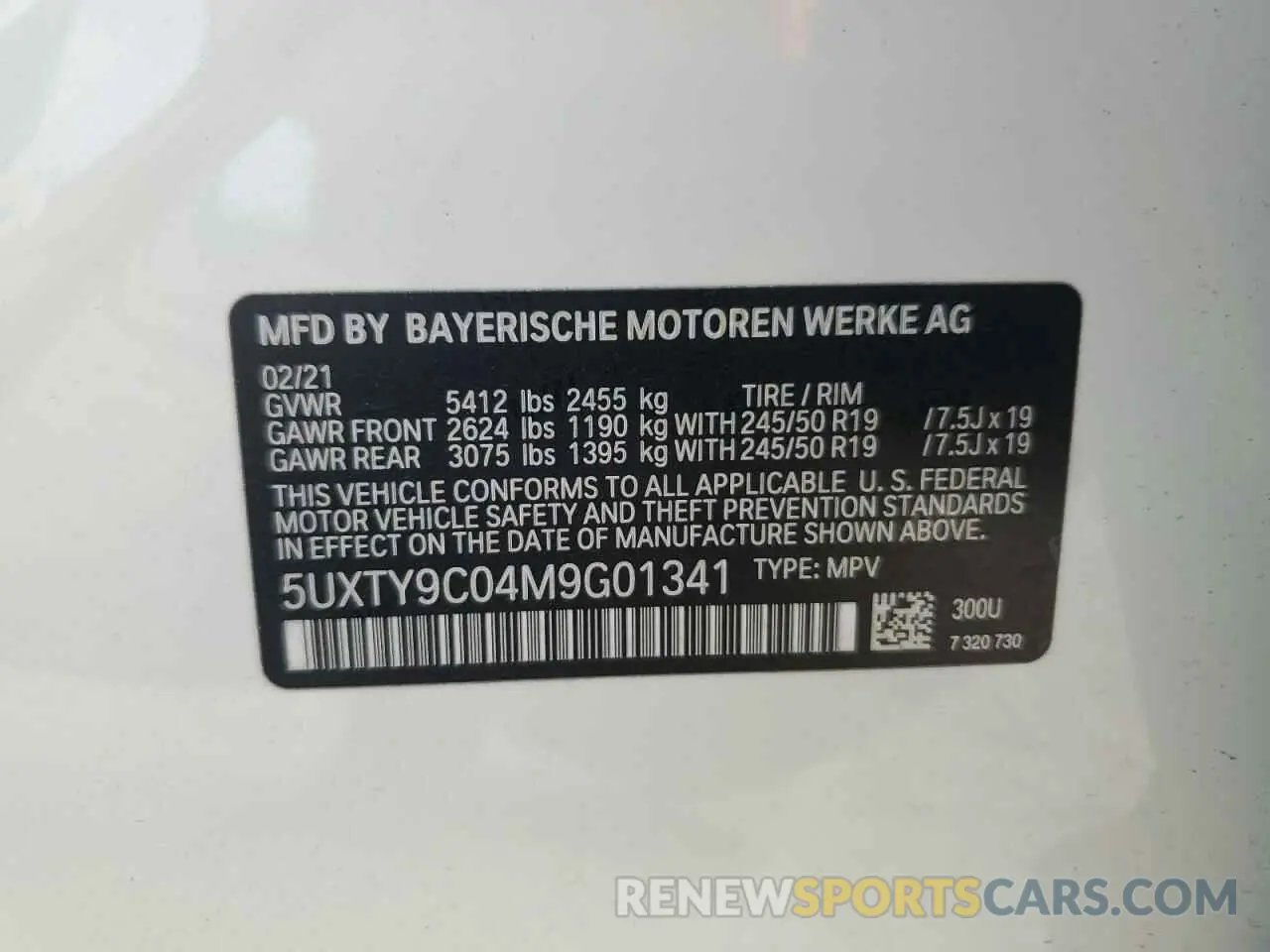 13 Photograph of a damaged car 5UXTY9C04M9G01341 BMW X3 2021