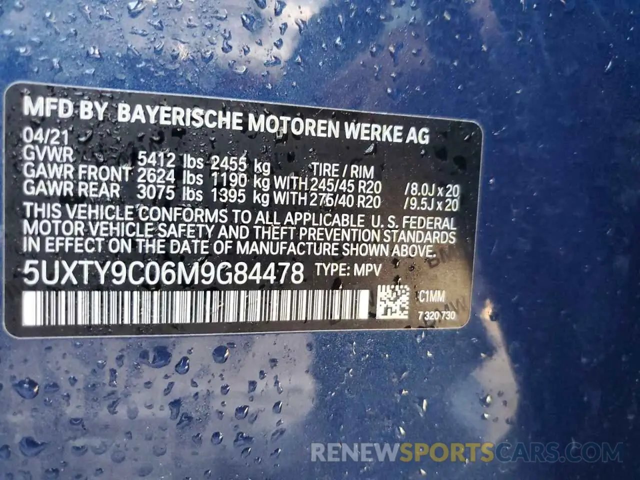 14 Photograph of a damaged car 5UXTY9C06M9G84478 BMW X3 2021