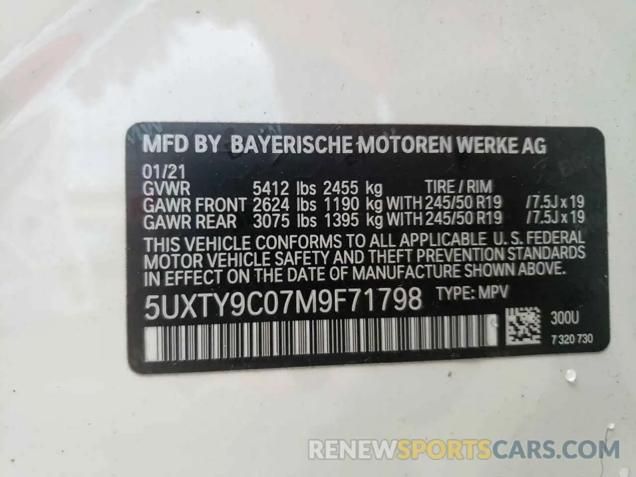 13 Photograph of a damaged car 5UXTY9C07M9F71798 BMW X3 2021